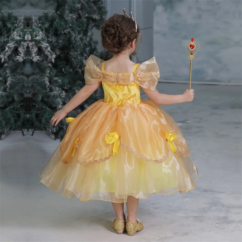 

Baby Girls Halloween Cosplay Dress Princess Belle Costume Beauty Dress Up Kids Clothes Christmas Dress For Girls