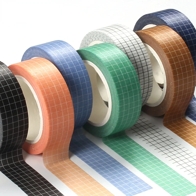 

10M Pure Color Grid Washi Tape Set Masking Tape Journaling Supplies Washy Tape Organizer Washitape Stationery Sticker Scrapbook