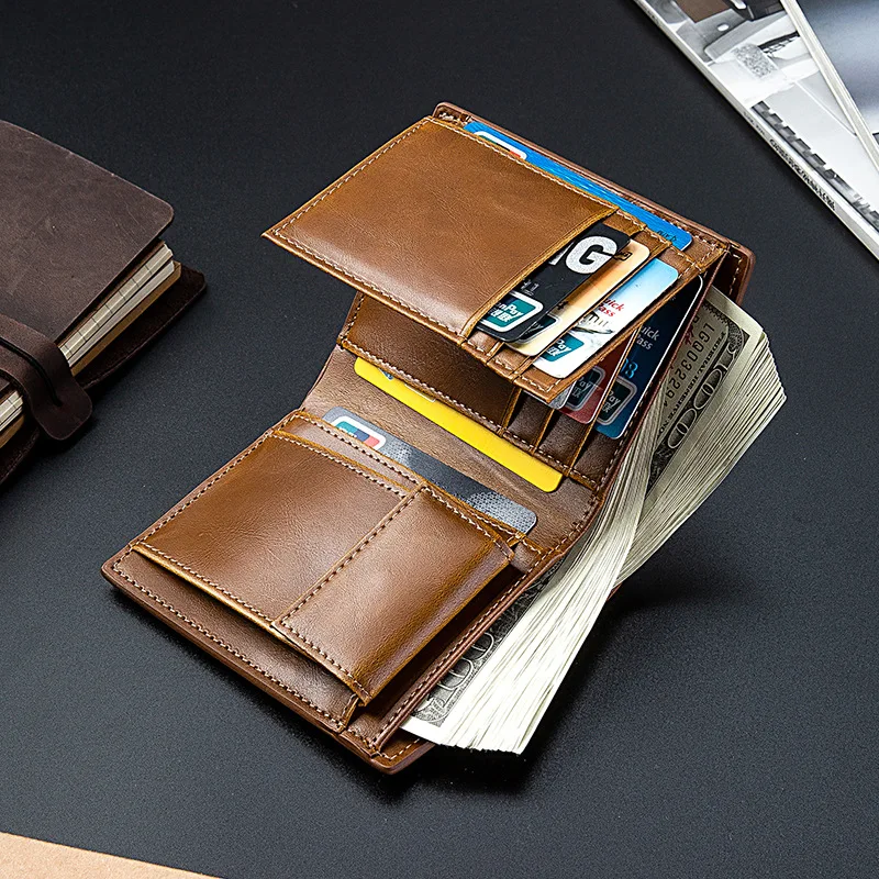 

Wallet men's leather card Men Wallet Men Card ID Holder Coin Purse vintage short purse For Man Business carteiras masculina
