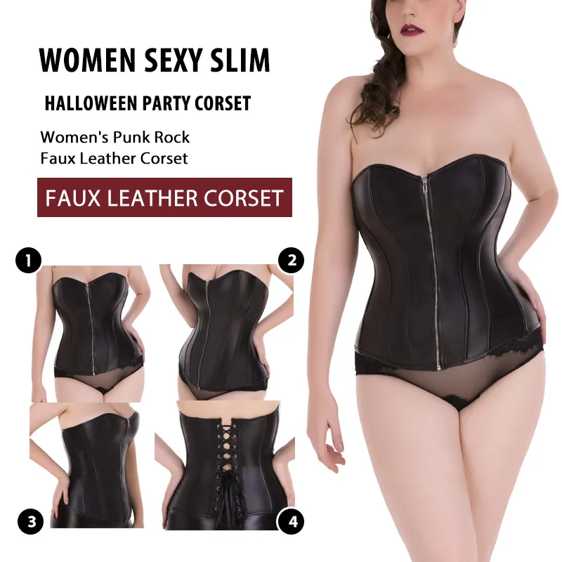 Сексуальный женский корсет в стиле стимпанк черного и красного цвета для талии