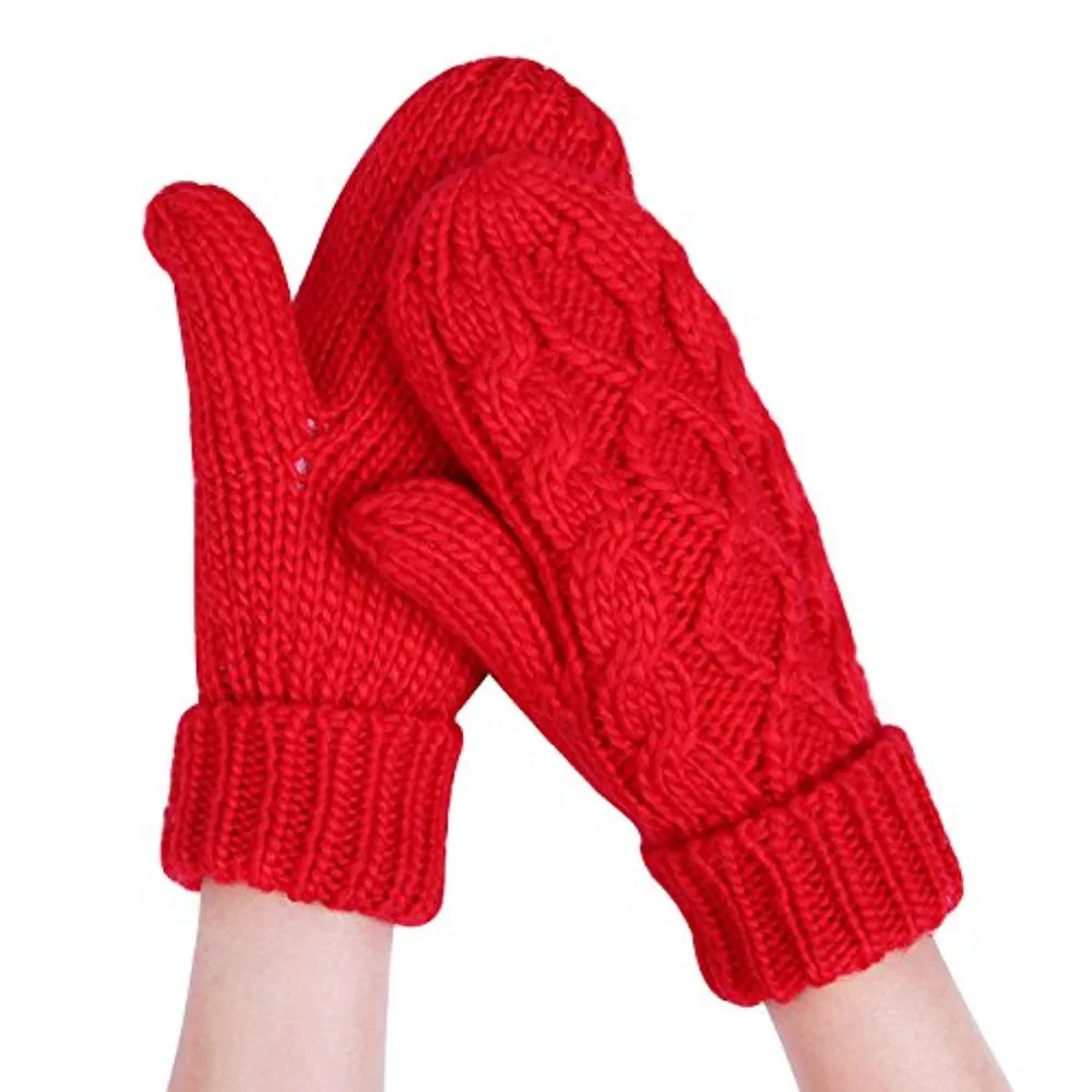 Women Winter Crochet Camp Protective Gloves Twist Cable Knit Hand Warmer Mittens Winter Gloves