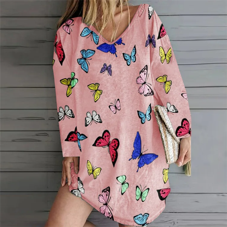 Женская ночная сорочка с V-образным вырезом и длинным рукавом | одежда