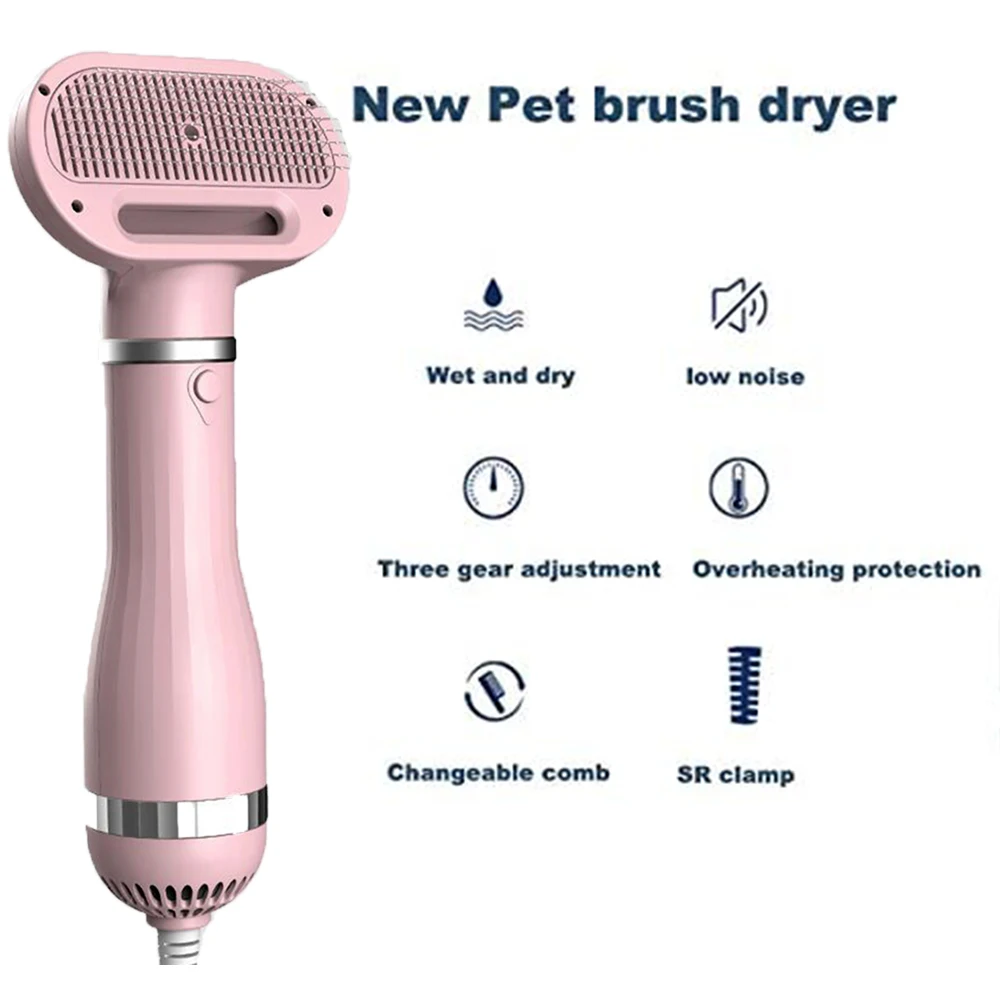 

Dryer with Slicker Brush 3 Heat Settings One-Button Hair Removal Portable Dog Blower, Professional Home Grooming Furry Drying