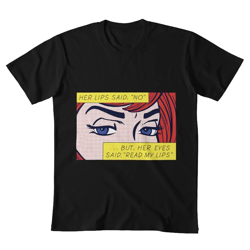 Pop Means T shirt 60s popart pop lichtenstein woman girl eyes lips no redhead | Мужская одежда