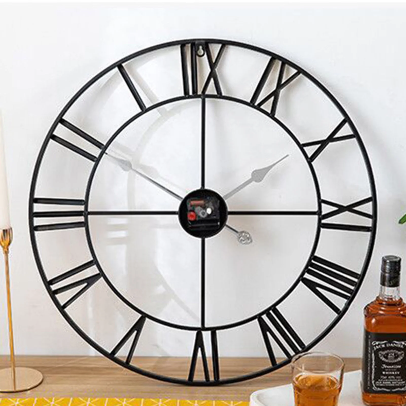 

19.68/23.62in Retro Round Wall Clock Metal Silent Wall Clock European-style Roman Clock Decorative Vintage Wall Clocks