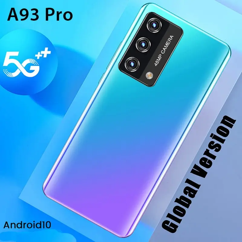 

A93 Pro 6.5 Inch 128/256gb Fingerprint Unlock 5000mah 16+32mp Smart Phone Deca Mobile Phone Core Mtk6889 Black Cell Phone
