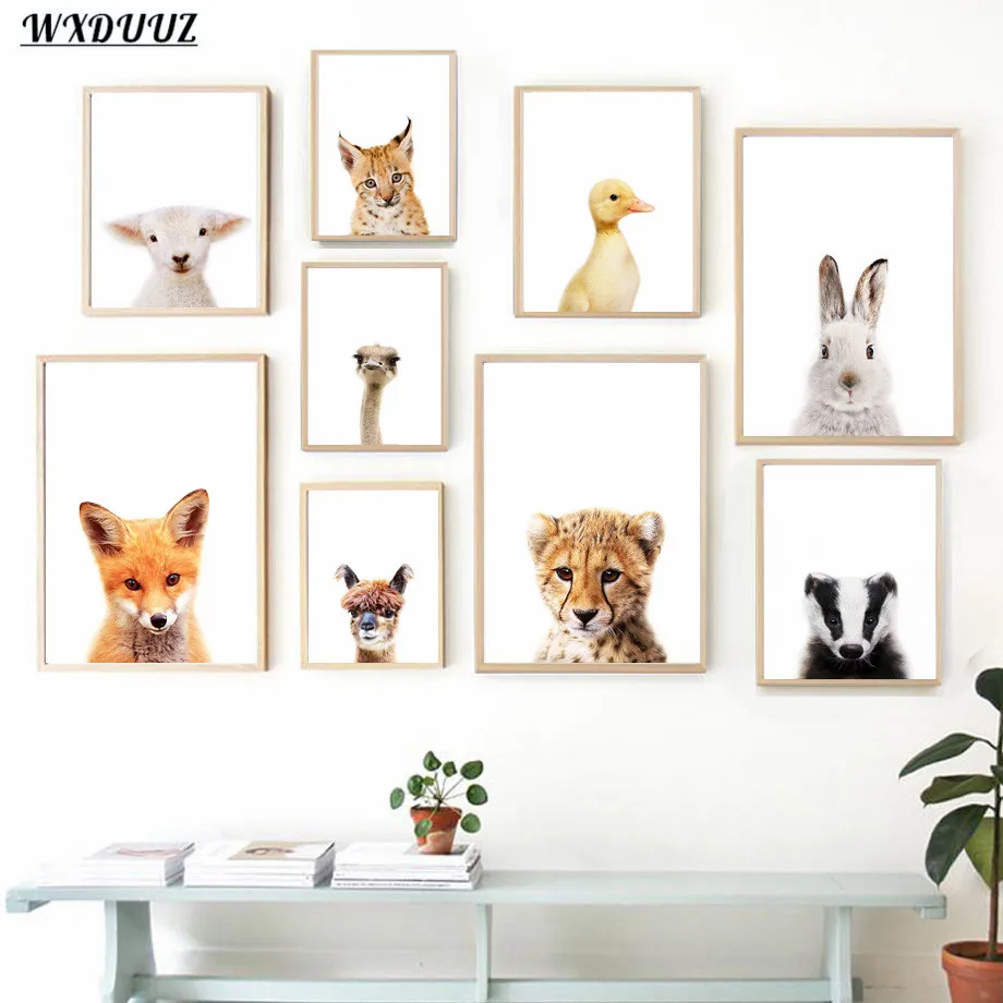 

Nordic Cute Animals Art Decor Ostrich Alpaca Home Decor Quality Canvas Painting Poster Nursery Kids Room Wall Decor Picture