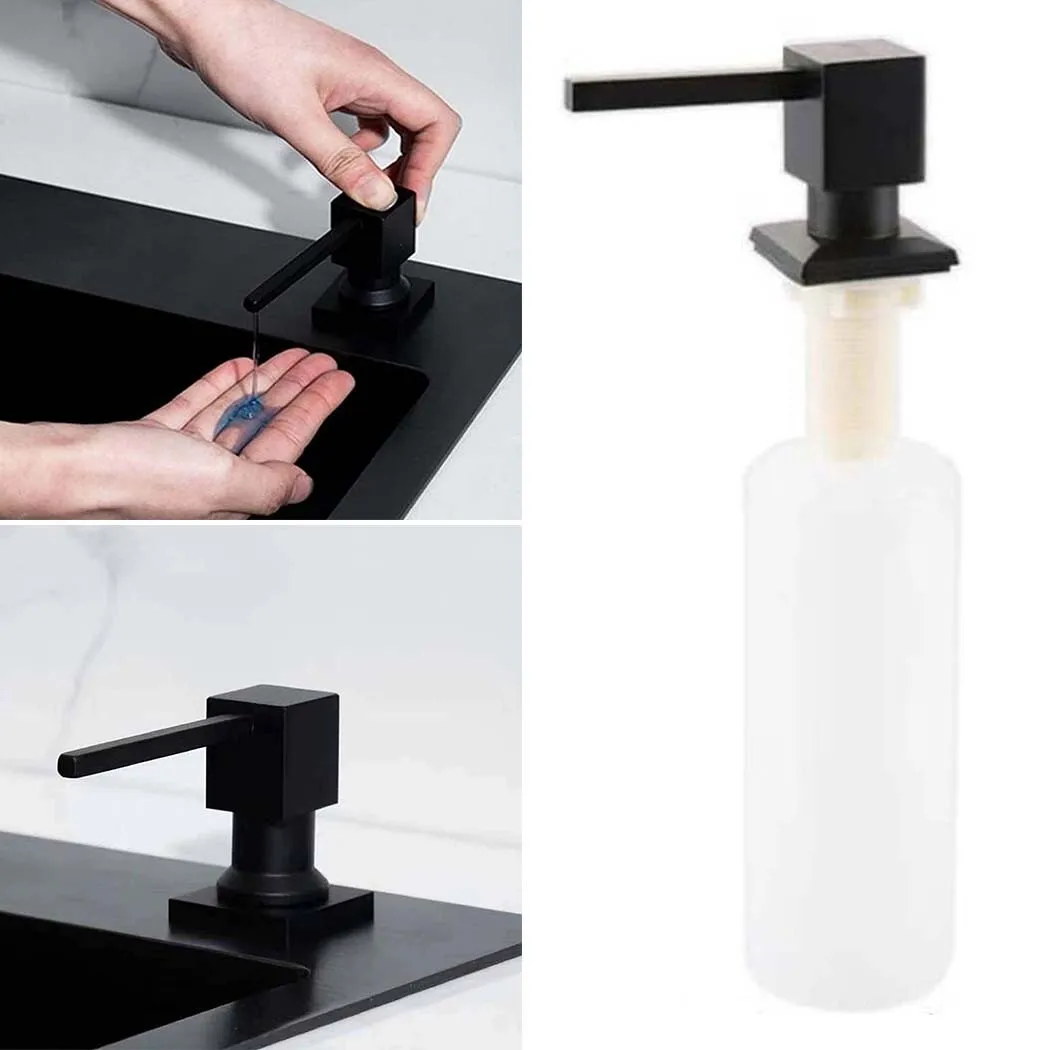 

Sink Soap Dispenser Liquid Container Kitchen Plastic Bottle Square Head Black Square Soap Liquid Bathroom Gadgets