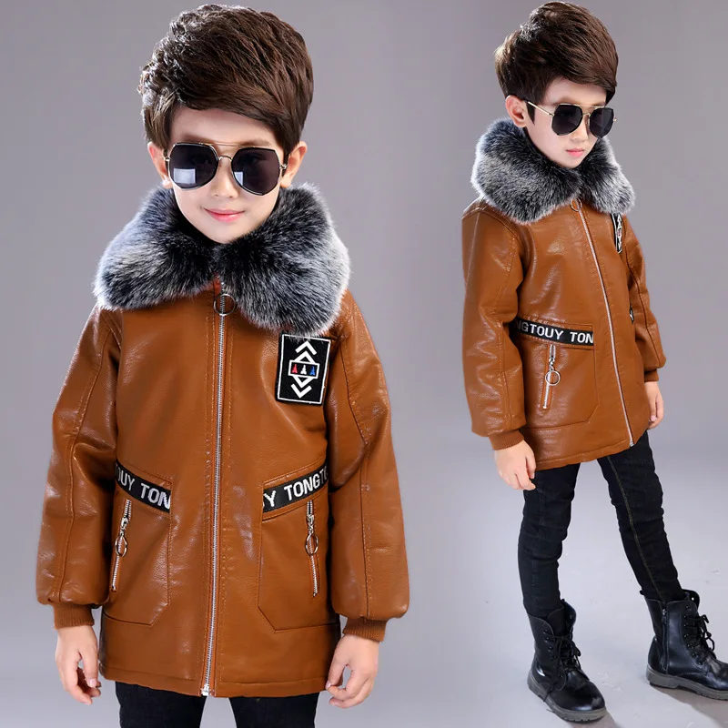 Новинка 2019 года кожаная одежда для мальчиков детская куртка осенне зимние модели
