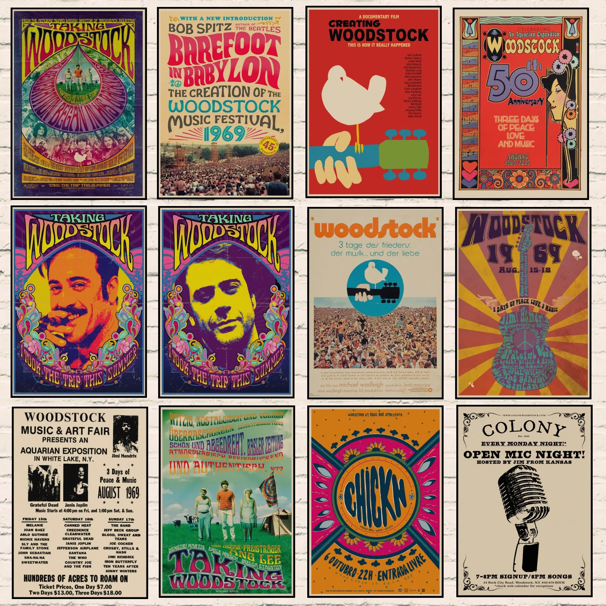 Вудсток рок музыки крафт Бумага Плакаты классический ретро постер на стену для