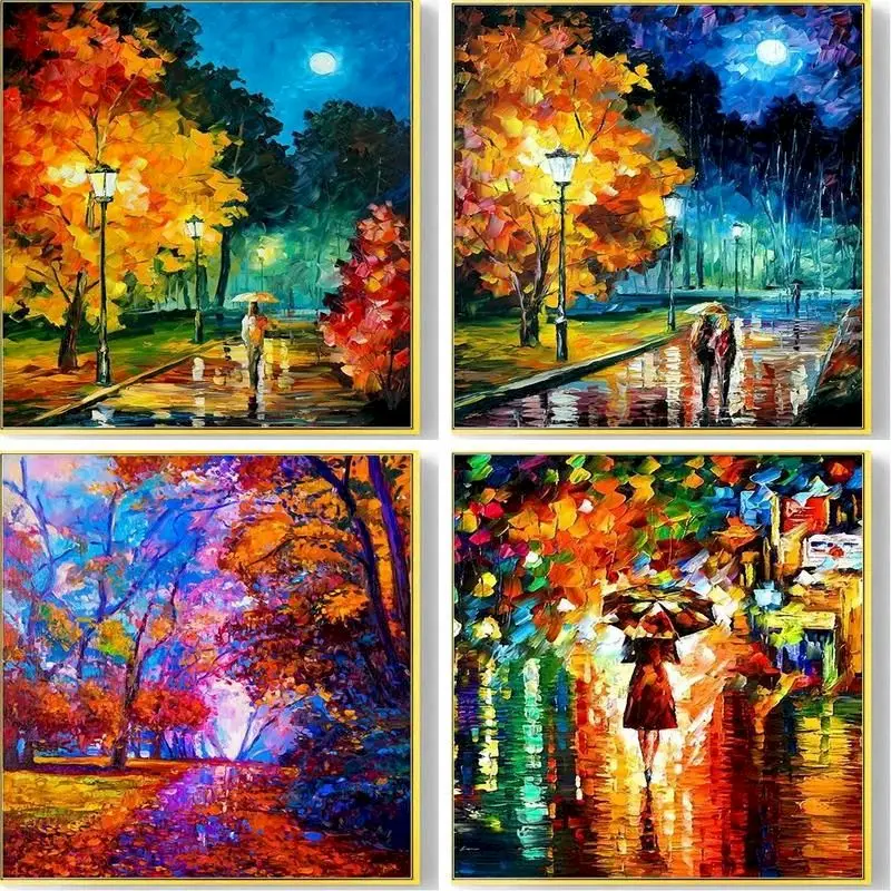 

GATYZTORY DIY Painting By Numbers Home Decor Hand Painted Landscape Street Canvas Painting Unique Wall Art Picture 40*50cm