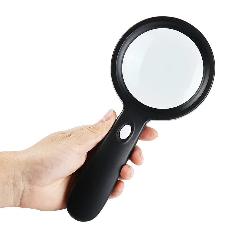 

10X Handheld Magnifier 90Mm Loupe with 12 Led Lights Magnifying Glass with Lights for The Elderly Reading Books and Newspapers