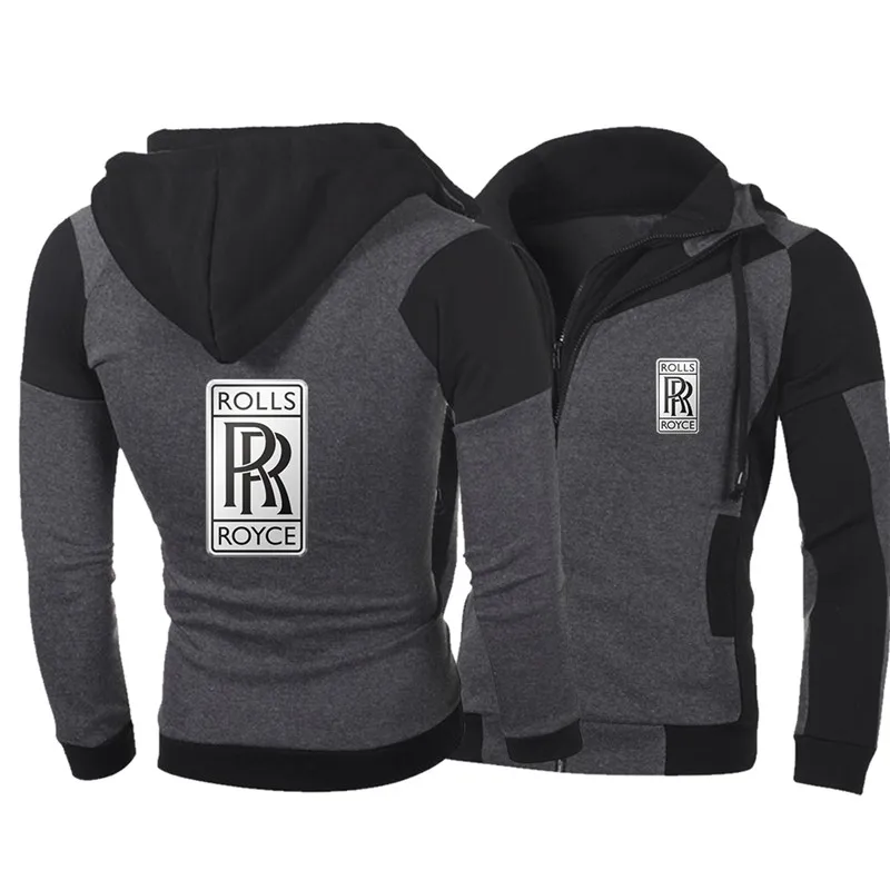 

Мужская двухслойная флисовая толстовка с капюшоном и логотипом Rolls-Royce Motors, весна-осень 2021