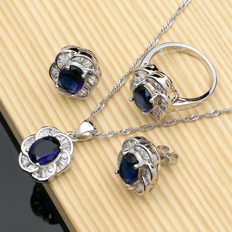 Комплект из колье серёг и кольца серебра 925 пробы|cz jewelry set|jewelry sets for womenjewelry |