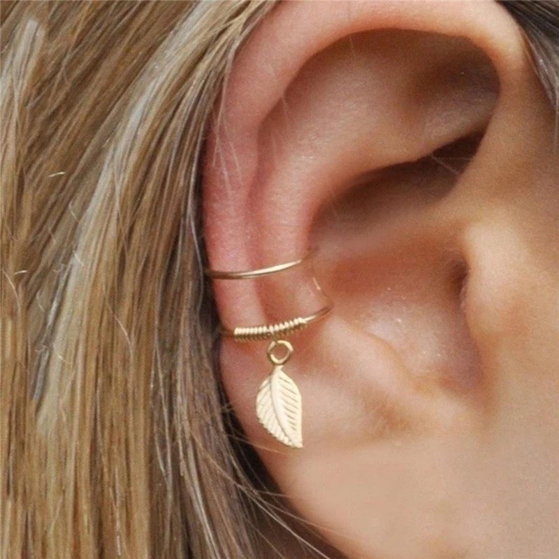 

5Pcs/Set Ear Cuff Leaves Non-Piercing Ear Clips Fake Cartilage Earring Jewelry for Women Men Wholesale Woman Ear Clip Geometric