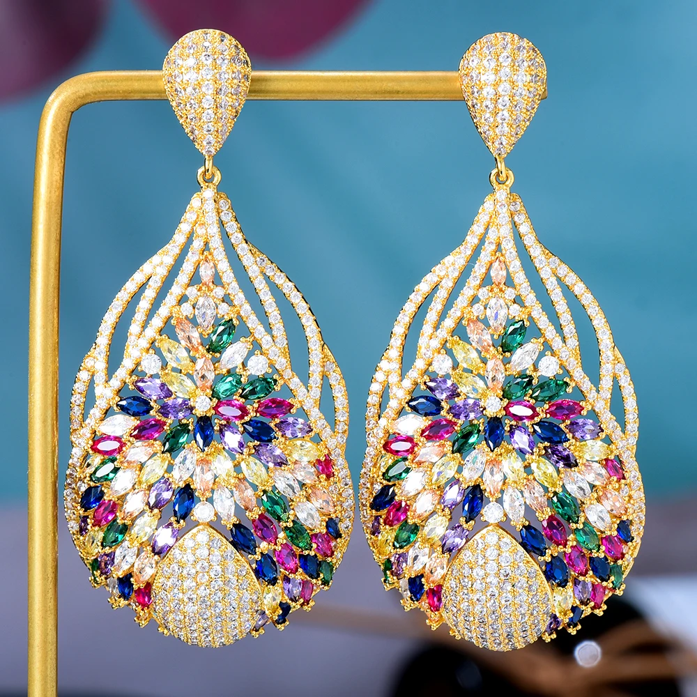

Soramoore Luxury Big Drop Pendant Earrings High Quality Fashion Fine Jewelry For Women Wedding High Quality серьги 2021 тренд