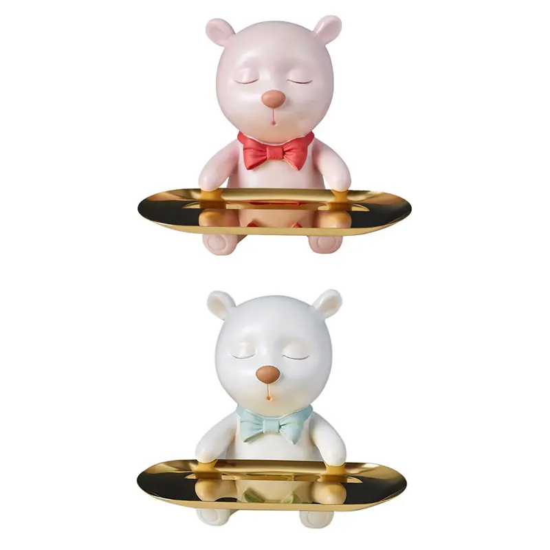

Cartoon Resin Bear Tray Living Room Porch Decoration Bedroom Dressing Table Jewelry Cosmetics Storage Ornaments