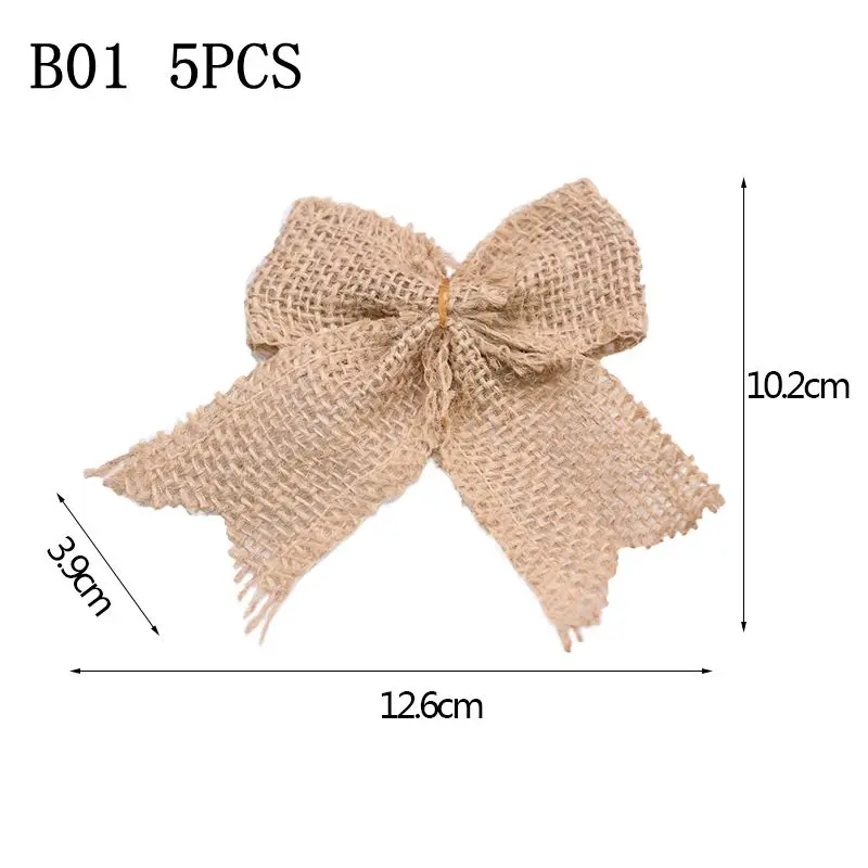 b01 5pcs bow 2 м* 5 см Рождественская лента из мешковины натуральная пряжа для деревенская свадьба украшение DIY бант ремесло лента из мешковины с кружевом лента - Цвет: b01 5pcs bow