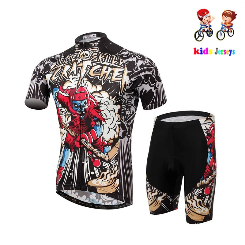 

Skull Pattern Cycling Jersey 2021 SPEXCEL Team Bike Uniform Short Sleeve Kids Cycling Clothing MTB Shorts Set Ropa Ciclismo