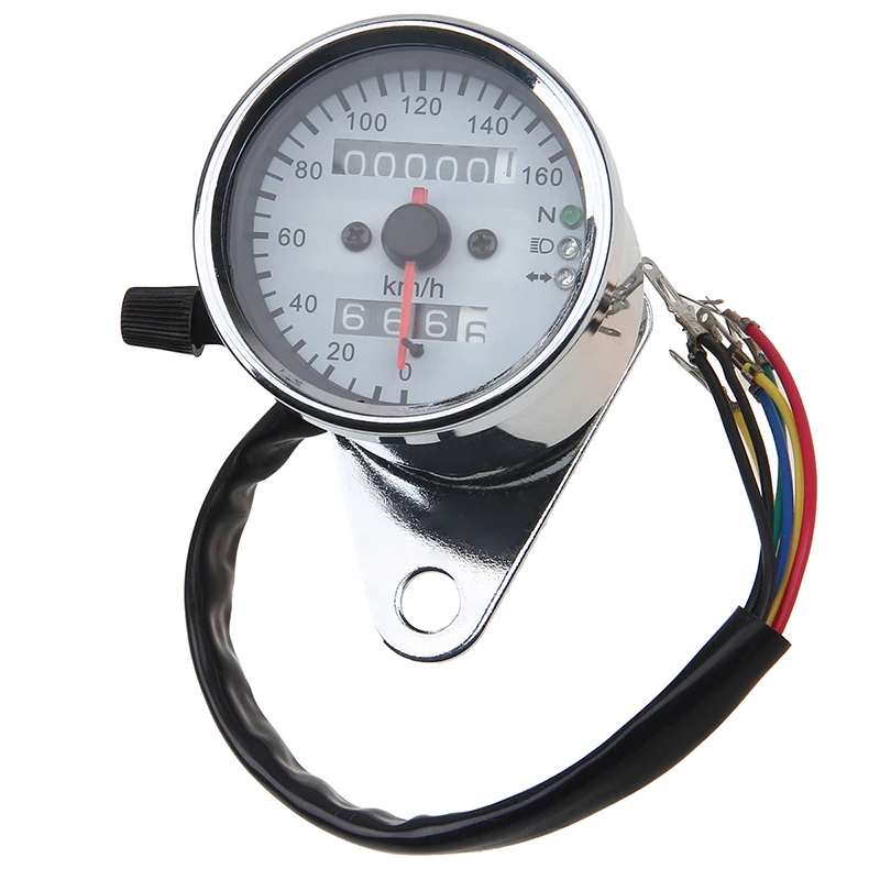 Posbay хромированный корпус белый циферблат Универсальный мотоцикл измеритель