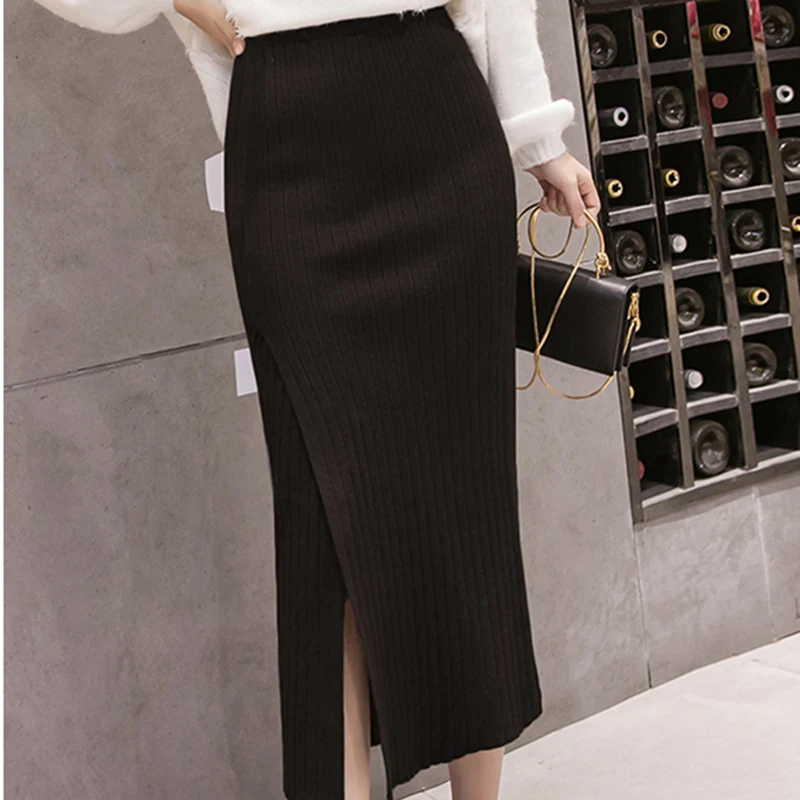 Sungtin Офисные женские туфли Разделение облигающие трикотажные юбки Для женщин