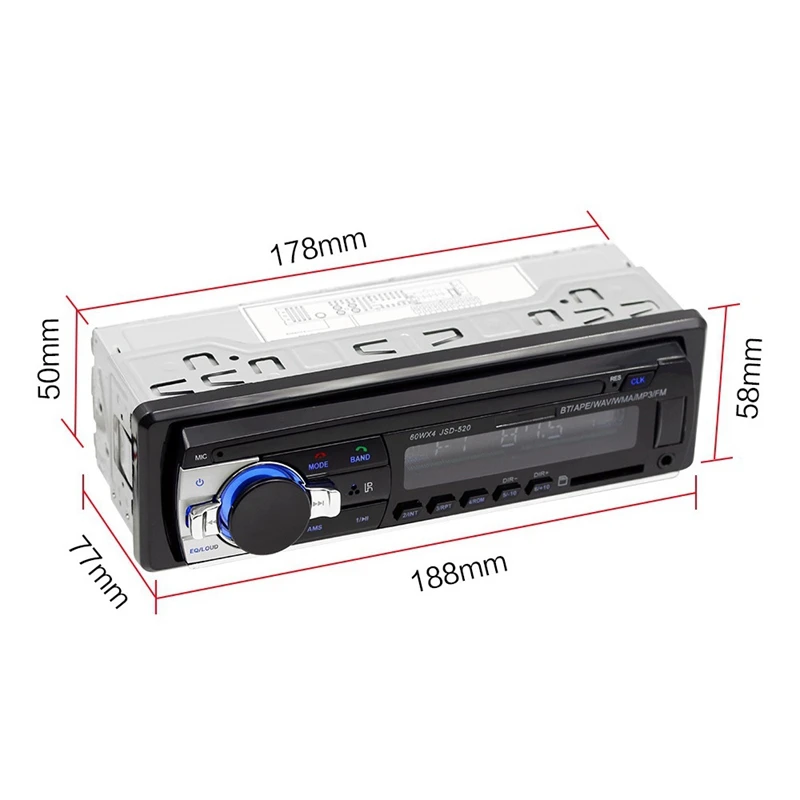 

1Din Car MP3 Player Bluetooth Autoradio Stereo Radio FM AUX Input Receiver SD USB Music Player 12V Multimedia Radio