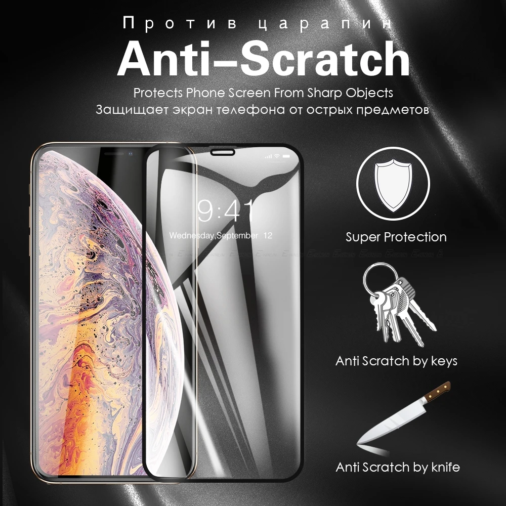 Screen Protector For iPhone 13 12 mini 11 Pro XS Max XR X SE2 8 7 6 6s Plus SE 2020 Tempered Glass Full Cover Protective Film | Мобильные