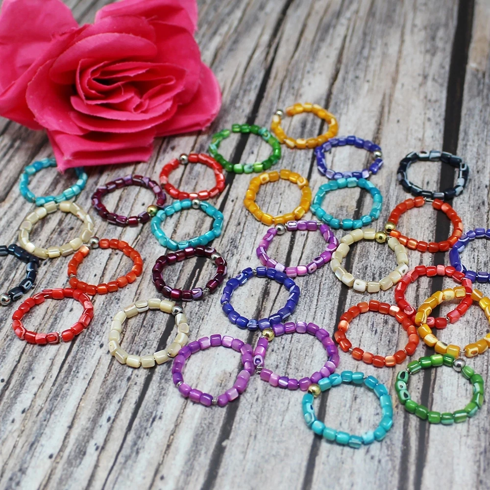 

Momiji Handmake Korean Colorful Natural Stone for Women Adjustable Elasticity Fashion Simple Summer Hot Buy Ring