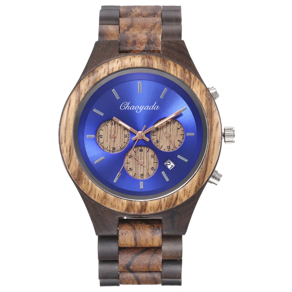 VICVS Luxury Brand New Mens Watches Alloy Wooden Quartz Wristwatch Classical Bussiness Chronograph Watch for Man