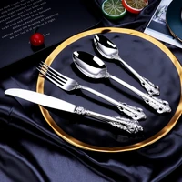 304 stainless steel gold plated palace series knife fork spoon hotel western steak knife tableware