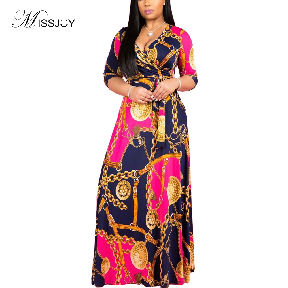 Женское пикантное платье MISSJOY средней длины с V-образным вырезом и рукавами в пять точек платье с принтом и поясом Женское пикантное платье MISSJOY средней длины с V-образным вырезом и рукавами в пять точек платье с принтом и поясом