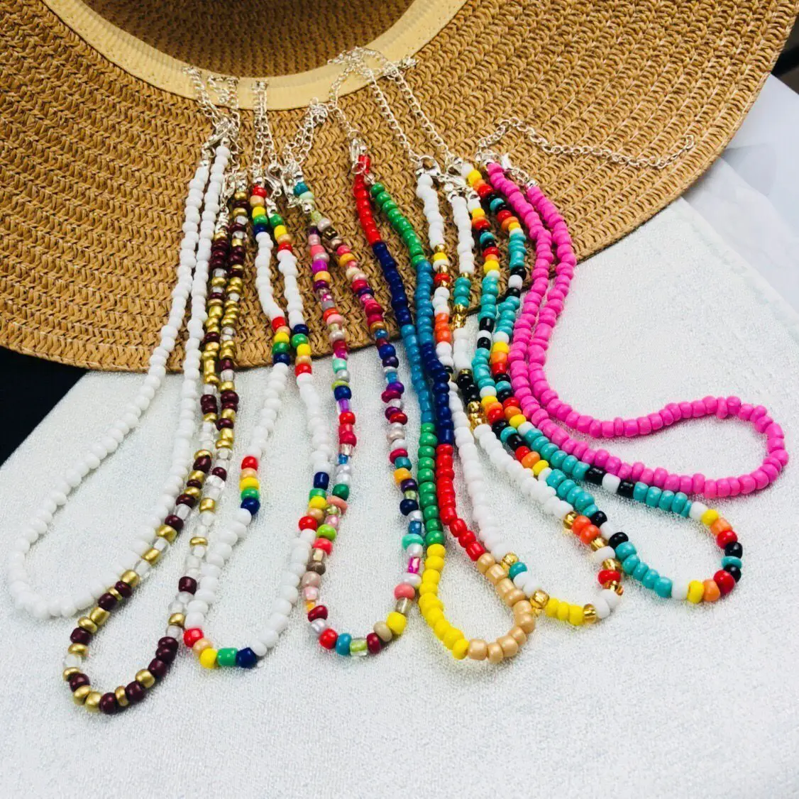 Boho красочные маленькие бусы колье для женщин Простой Бисероплетение Цветок ожерелье ручной работы воротник ювелирные изделия колье Femme