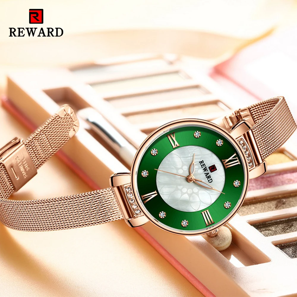 

Награда 2021 модные роскошные женские часы со стразами стальной сетчатый ремешок кварцевые наручные часы женские повседневные водонепрониц...