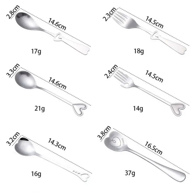 

s Stainless Steel Heart Shaped Fork Long Handle Sugar Spoon Tea Coffee Dessert Cutlery Teaspoon Valentine\\'s Day Gift