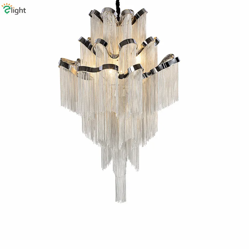 

Tassel Led Pendant Light Villa Hotel Lustre Tassel E14 Lamparas Colgantes Hang Lamp Plate Aluminium Post Modern LED Bulbs Metal