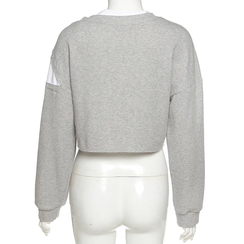 

Women Fall and Winter Solid Color Personality Tied Loose Fashion Chain Stitching Fake Two Short Sweaters 2021 New Women Clothing