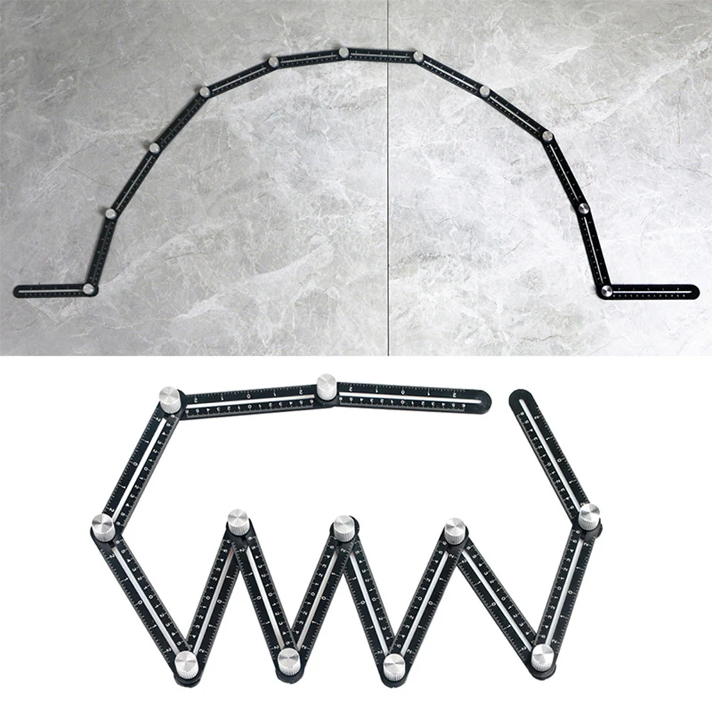 

12 Fold Aluminium Alloy Angle Ruler Finder Measuring Ruler Perforated Mold Template Tools Locator Drill Guide Tile Hole