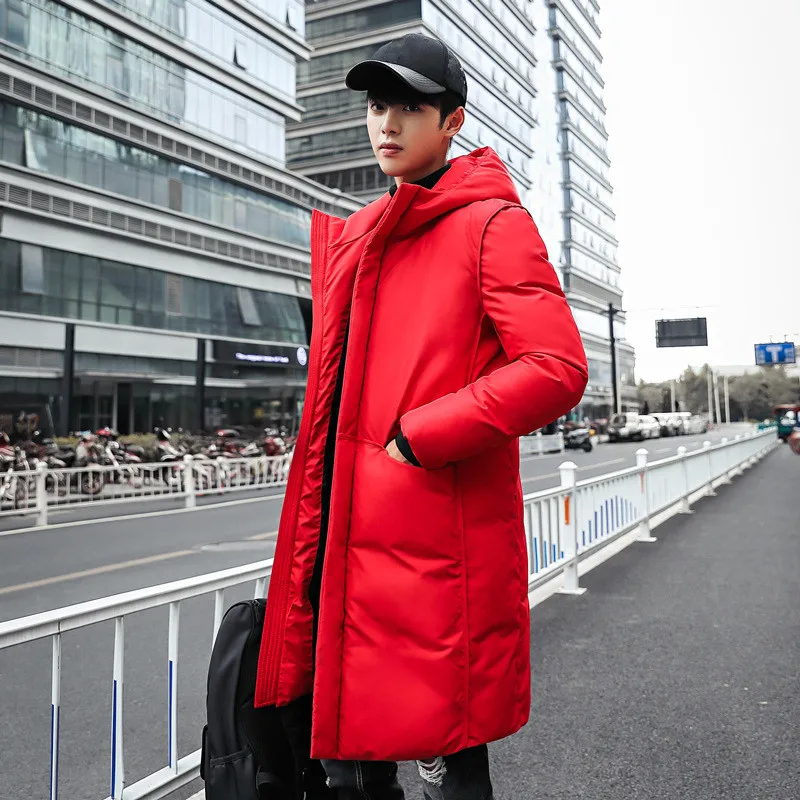 Высококачественная Зимняя Мужская парка Длинная Куртка мужская с капюшоном