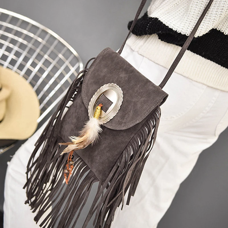 Женские винтажные сумки на плечо с кисточками и конвертом женские одноцветные