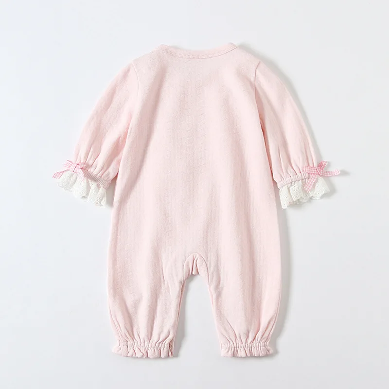 Новый весенне-осенний комбинезон для маленьких девочек с кружевным бантом