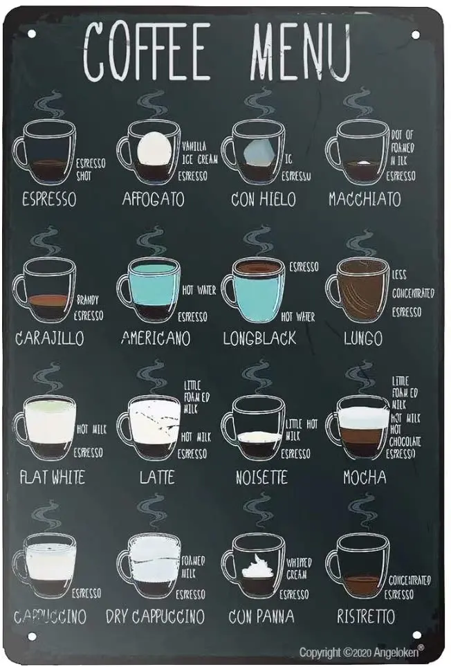 Металлический Ретро знак Angeloken винтажный жестяной кофейное меню для таблички
