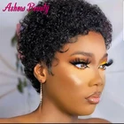 Короткий парик Фаллоу, человеческие волосы, афро кудрявые вьющиеся человеческие волосы, парик машинной работы, малазийские волосы, парики для женщин, парик из человеческих волос