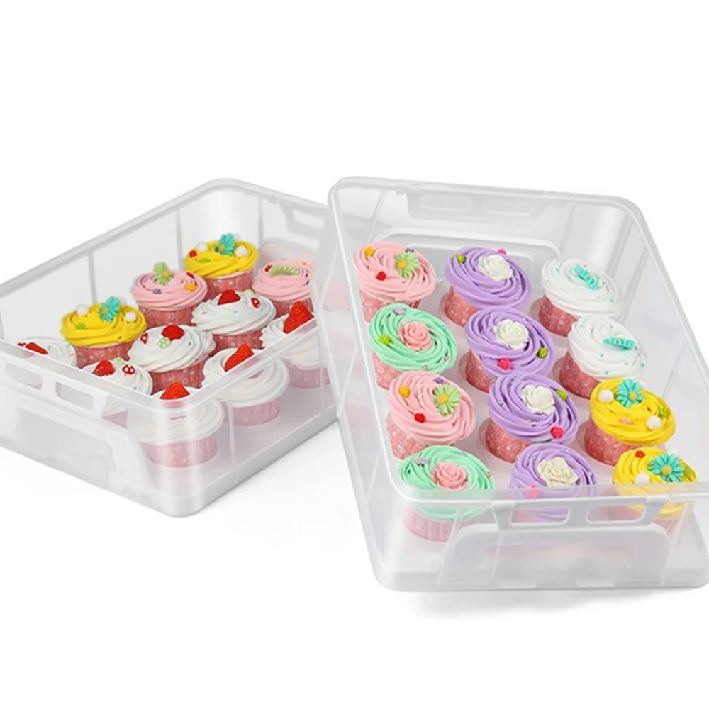 

1pc Double Layer Muffin Cup Cake Boxes Cupcake Carriers Baking Cupcake Container