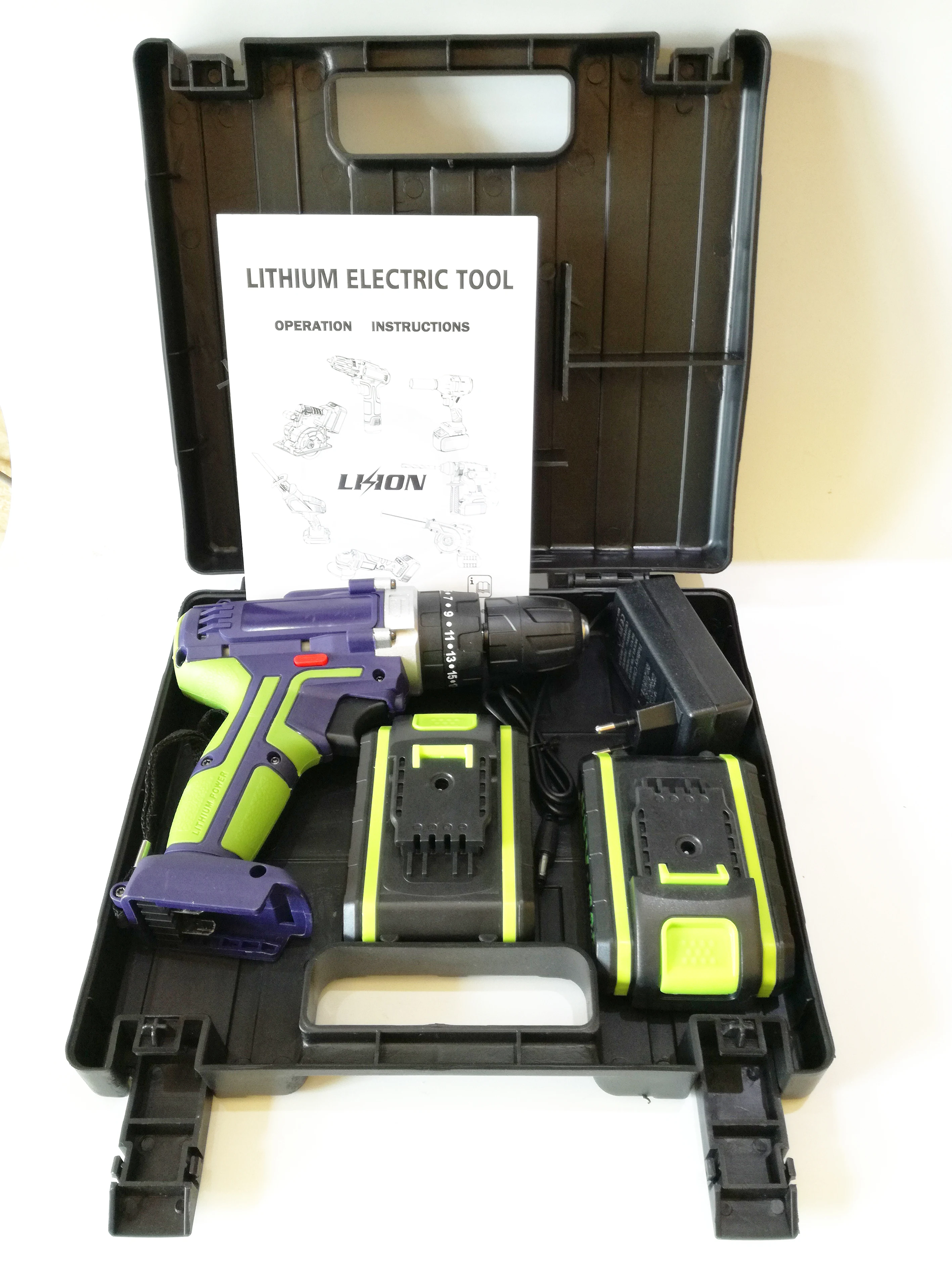 Домашняя аккумуляторная электрическая дрель с 2 батареями максимальный крутящий