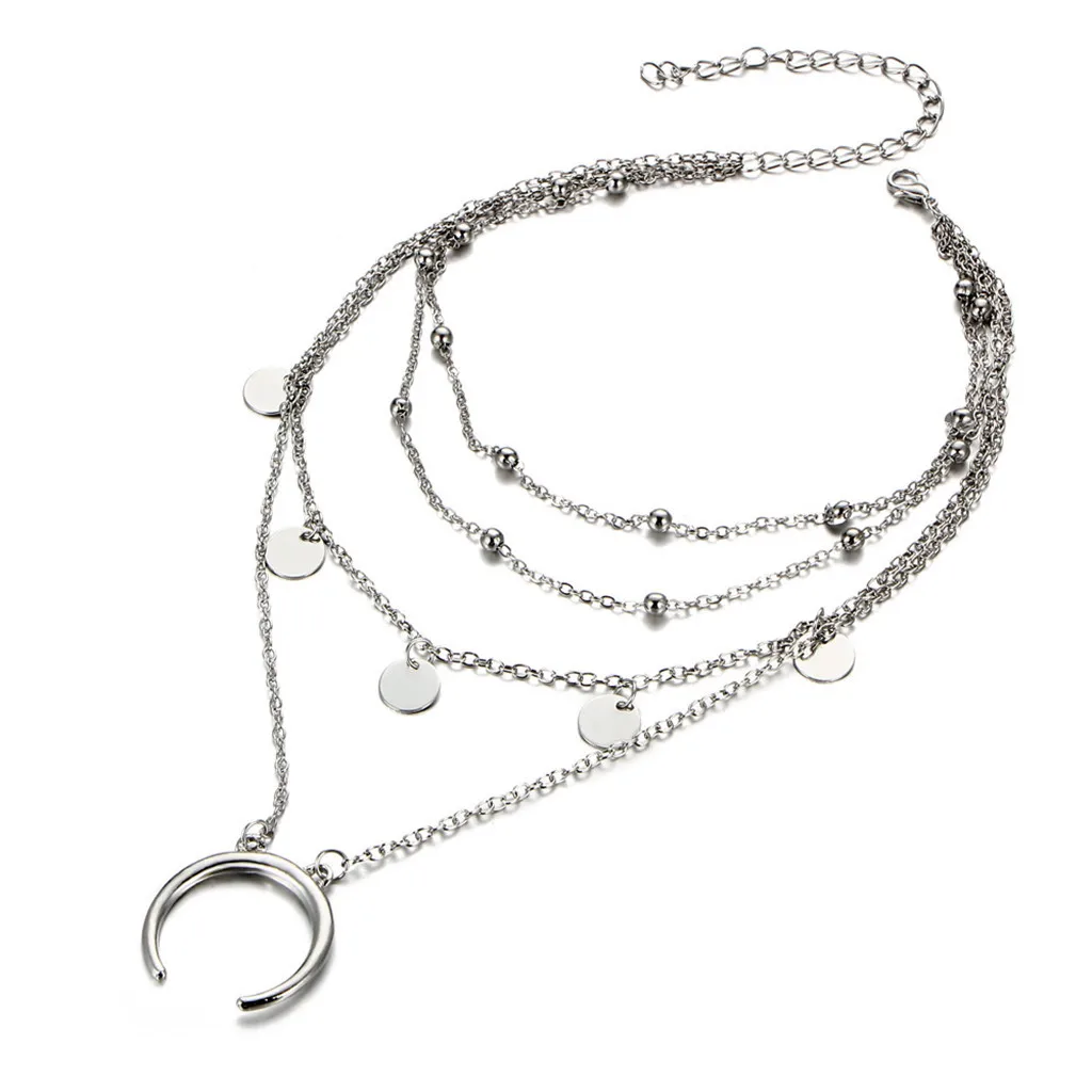 Простое многослойное ожерелье из сплава с круглыми бусинами роскошные Женские