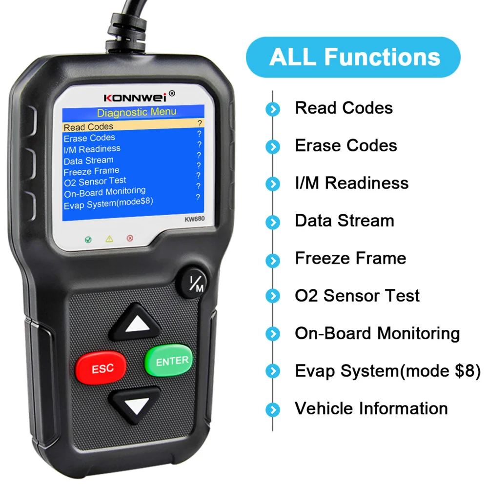 Автомобильный диагностический сканер KONNWEI KW680 OBDII, автомобильный диагностический инструмент OBD, Автомобильный сканер на русском языке, диагностический сканер