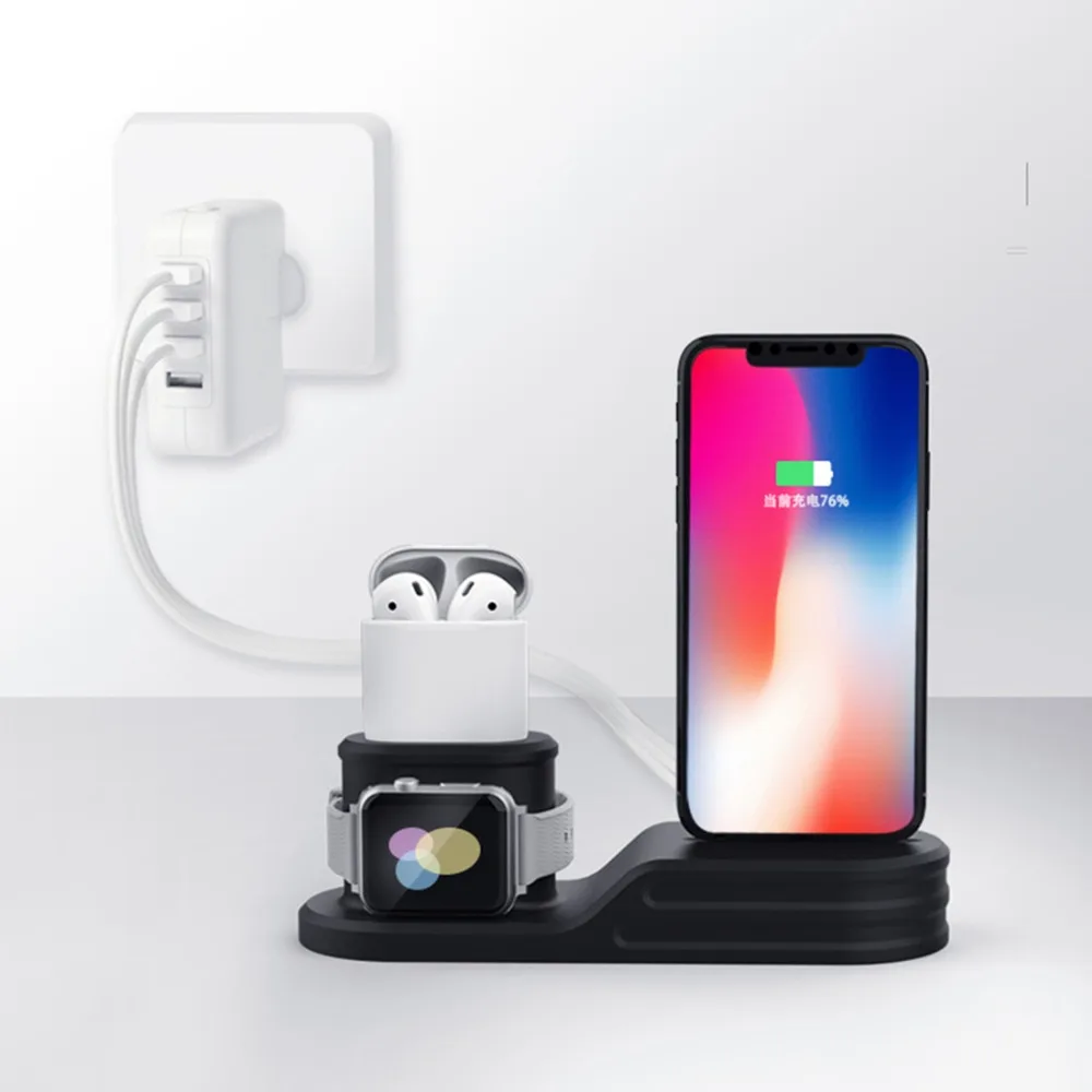 

3in1 Charging Stand For Apple watch charger station dock for Airpods IPhone 11 pro max xr X 10 9 8 7 6 iwatch series 6 5 4 3 se