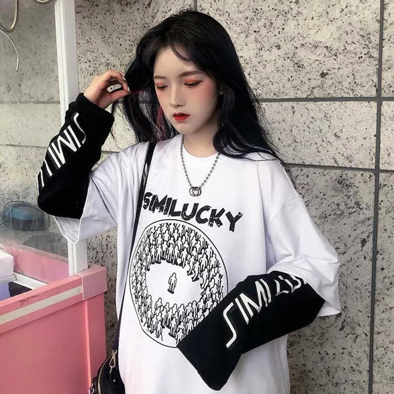 Футболка NiceMix в стиле Харадзюку уличная одежда пэчворк женская футболка с