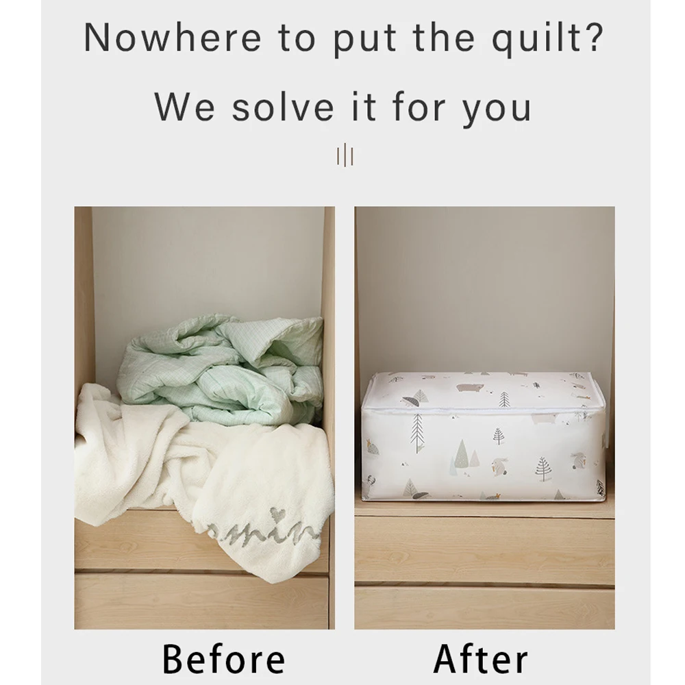 Household Quilt and Clothing Finishing Storage Bag - Thickened, Waterproof, Dust, and Moisture-proof PEVA Material - Washable Closet Organizer image 4