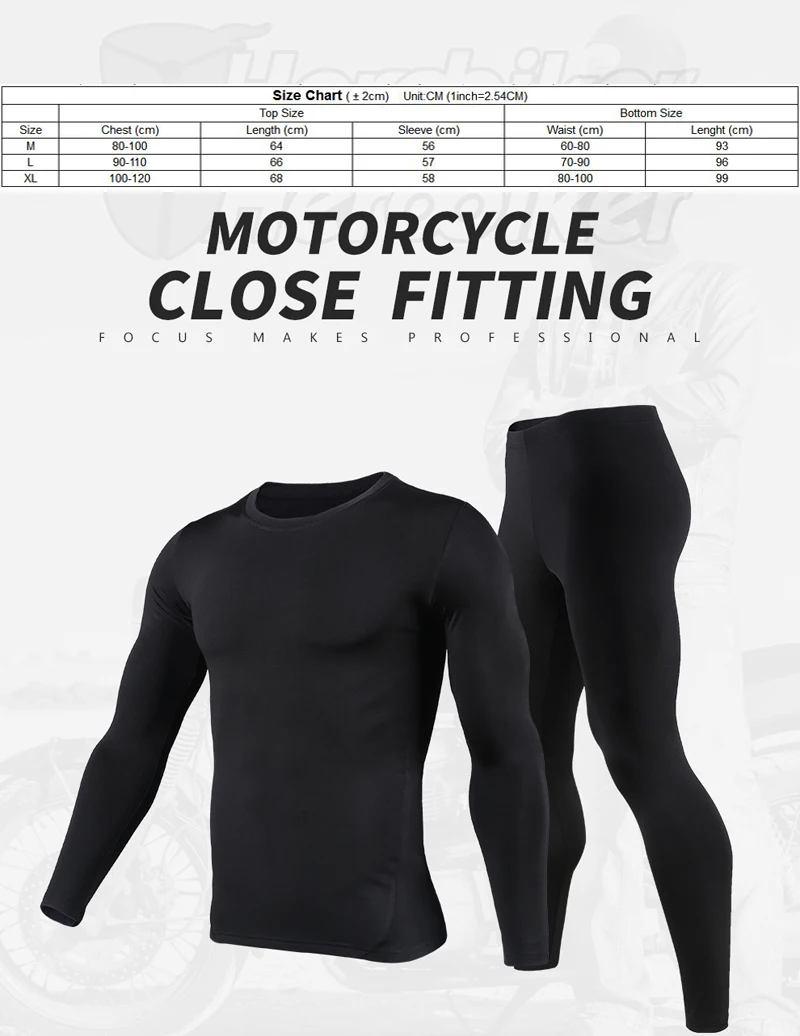 Herobiker мотоцикл комплект термобелья Мотоцикл Лыжный Спорт зимние теплые базовые слои плотные кальсоны топы и брюки комплект
